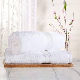 Kuber Industries 2 Pcs White 300 GSM Cotton Bath Towels-20