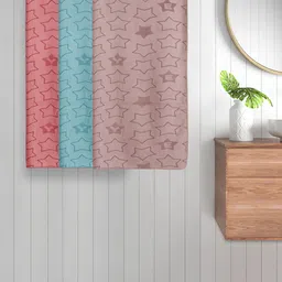 FABINALIV Green & Red Kids 3 Pieces Geometric Printed Cotton 350 GSM Bath Towels-7