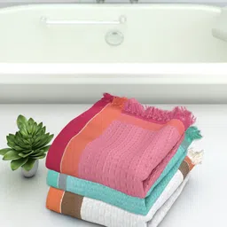 Athom Trendz Multi Set of 3 Cotton Bath Towels-30