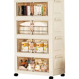 HOUSE OF QUIRK Beige Super Strong 4 Layer Multi Organiser With Wheels-43