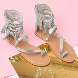 Tao Paris IVY Mid Top Leather Gladiators With Tassels-45