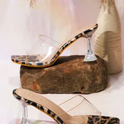 JM Looks Printed Open Toe Kitten Heels image 2