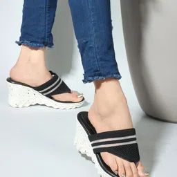 DressBerry Striped Open Toe Wedge Heels image 2