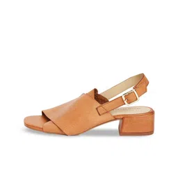 Peach Flores Open Toe Leather Block Mules image 2