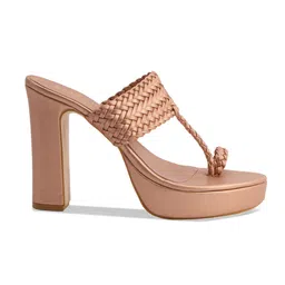 ERIDANI Textured Open Toe Block Heels image 4