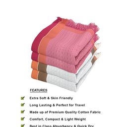 Athom Trendz Multi Set of 4 Cotton Bath Towels image 3