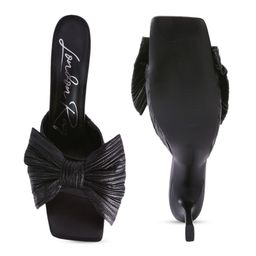 London Rag Block Mules With Bows Heels image 4