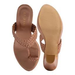 ERIDANI Textured Open Toe Block Heels image 5