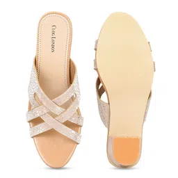 CLOG LONDON Beige Embellished Block Heels image 3