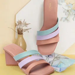 TRASE Square Toe Colourblocked Block Heels image 4