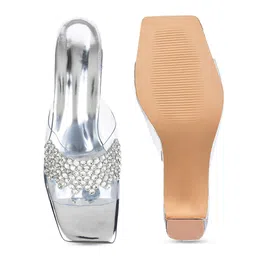 Try Me Embellished Open Toe Party Block Heels image 4