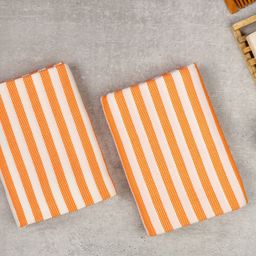 ZAHYA Orange & White Pack of 2 100% Cotton Bath Towel Set-image-60