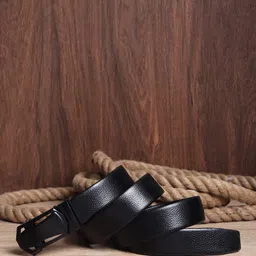 WILD EDGE Men Black Textured Belt-image-9