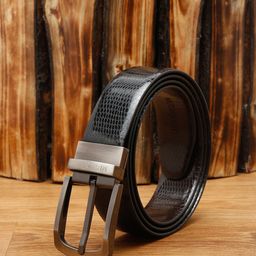 MUTAQINOTI Men Black Textured Reversible Formal Belt-image-60
