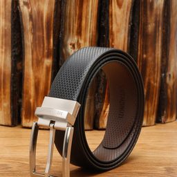 MUTAQINOTI Men Black Textured PU Formal Belt-image-79
