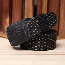 Mast & Harbour Men Black & Gold-Toned Woven Design Wide Belt-image-87