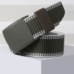 Mast & Harbour Men Green & White Woven Design Slim Belt-image-78