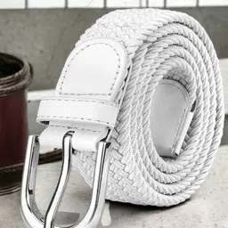 Mast & Harbour White Woven Design Canvas Stretchable Belt-image-26