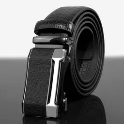 BuckleUp Men Black & Silver-Toned Textured Belt-image-56