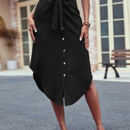StyleCast Black Pencil Wrap Skirt With Belt-image-52