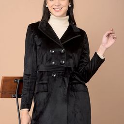 Crimsoune Club Women Double-Breasted Overcoat With Belt-55