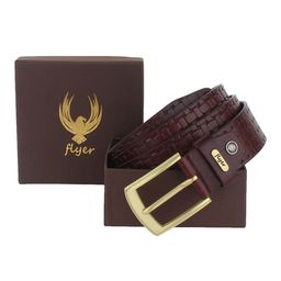 Flyer Men Brown Textured Leather Formal Belt-image-46