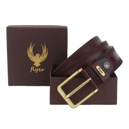 Flyer Men Brown Textured Leather Formal Belt-image-55