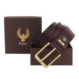 Flyer Men Brown Textured Leather Formal Belt-image-54