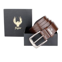 Flyer Men Brown Textured Leather Formal Belt-image-45