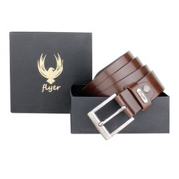 Flyer Men Brown Textured Leather Formal Belt-image-62