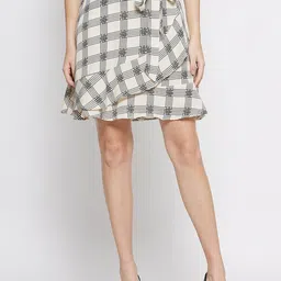 TULIP 21 Checked Ruffle Above Knee Length Skirt-image-29