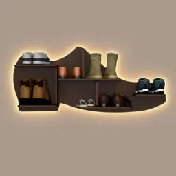 vibecrafts Shoe Shape Walnut Wood Wall Shelf-picture-12