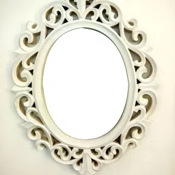 VAS collection home Cream Colored Textured Wooden Wall Mirror-20