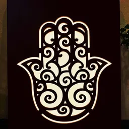 Home Delight Brown & White A4 Backlit Hamsa Craving Table Lamp-image-94