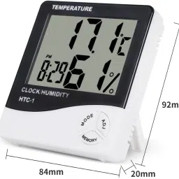 nika HTC-1 Hygrometer Electronic Thermo Hygro with Touch Screen & Backlight Humidity Meter Tester + Temperature Meter + Alarm Clock + Time Temperature Humidity Time Alarm Clock Pinless Digital Moisture Measurer image 2
