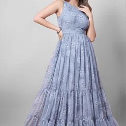 odd by chansi trendz Self Design Georgette Stitched Flared/A-line Gown-picture-19