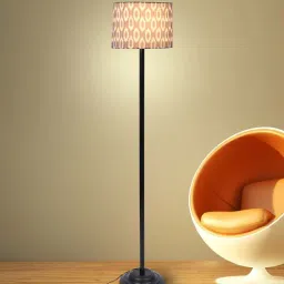 tu casa Contemporary White and Blue Cotton Shade Club Floor Lamp With Iron Base-picture-32