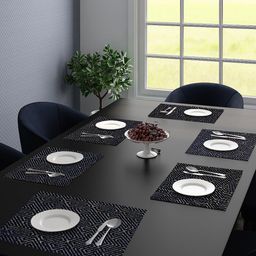 Saral Home Set Of 6 Blue Self-Design Table Placemats image 1