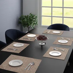 Saral Home Set Of 6 Beige Printed Rectangular Table Placemats image 1