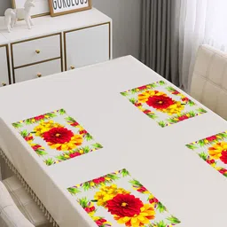 Dakshya Industries Blossom Red & Yellow 4 Pieces Floral Printed Waterproof Table Placemats-20