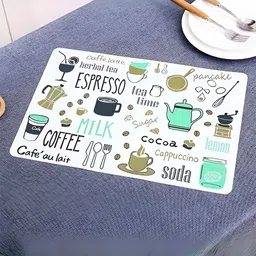 YELONA White & Green 8Pcs Printed Rectangular Table Placemats-10