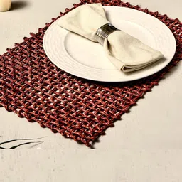 Unravel India Set Of 2 Red Jalli Rectangle Table Placemats-21