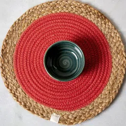 JASMEY HOMES Coral-Colored Textured Round Cotton Table Placemats-12