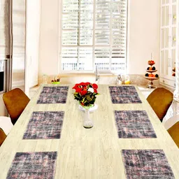 BELLA TRUE Maroon Printed Set Of 6  Table Placemats-10