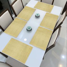 HOKIPO Set of 6 Gold-Toned Solid Table Placemats-28