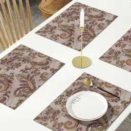 AEROHAVEN Set Of 6 Brown & Orange Ethnic Textured Table Placemats-10