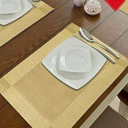 Dakshya Industries Beige 2-Pcs Textured Table Placemats-53