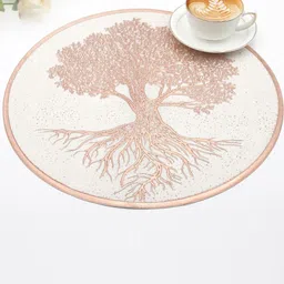 Dakshya Industries Brown 4 Pieces Printed Circular Table Placemats-3