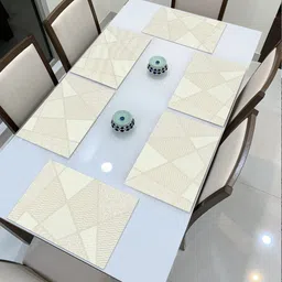 HOKIPO Set of 6 Cream-Coloured Geometric Table Placemats-3