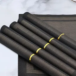 Kookee Black 6 Pieces Textured Waterproof Anti-Skid Table Placemats-48